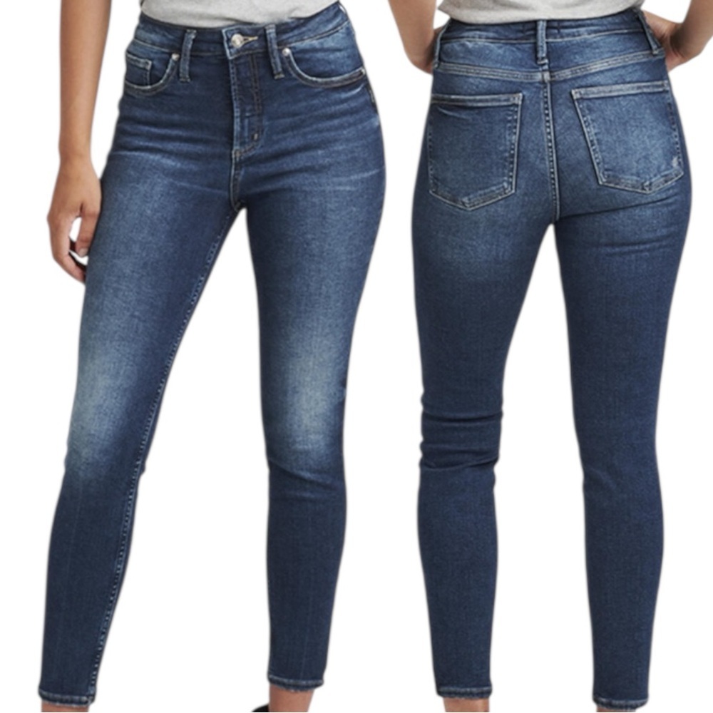 Silver Jeans Infinite Fit High Rise Skinny Dark Indigo M/29
